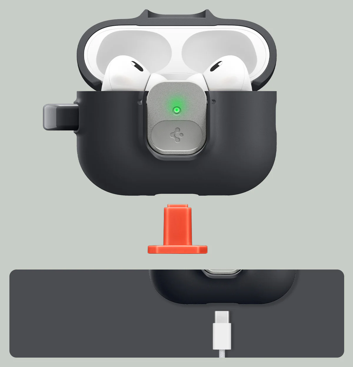 Hülle für Apple AirPods Pro 3, Spigen Nano Pop, Schwarz-Grau - Image 17