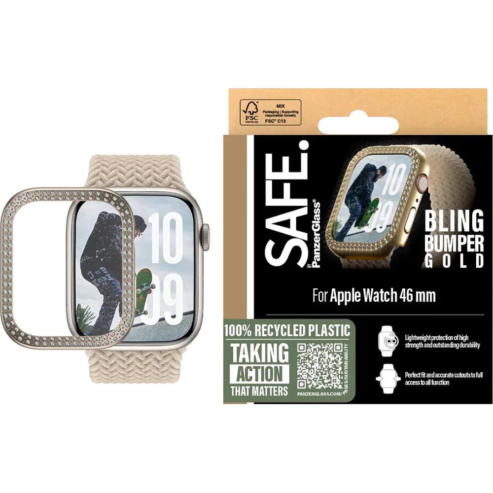 Hülle für Apple Watch 11 / 10 (46 mm), SAFE by PanzerGlass Bling, Golden - Image 4
