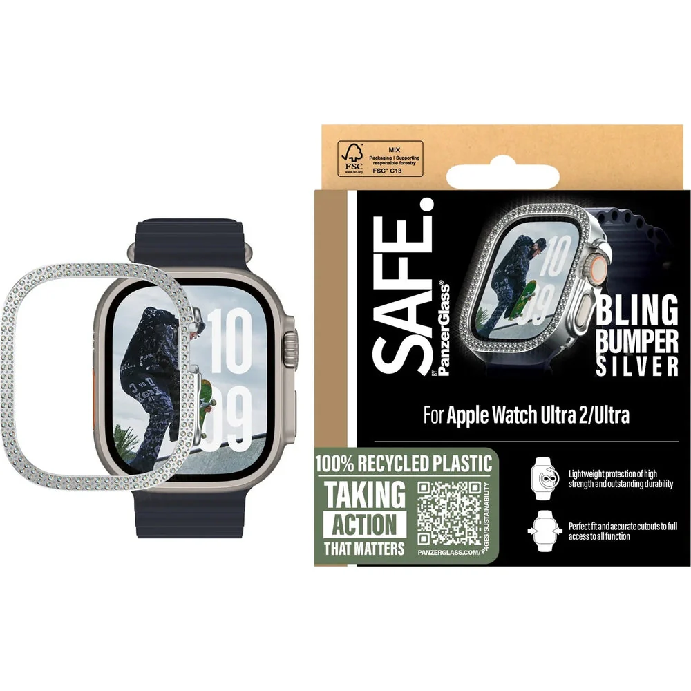 Hülle für Apple Watch Ultra 3/2/1 49 mm, SAFE by PanzerGlass Bling, Silbern - Image 4