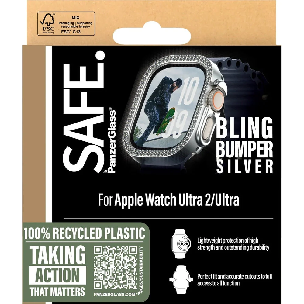 Hülle für Apple Watch Ultra 3/2/1 49 mm, SAFE by PanzerGlass Bling, Silbern - Image 5