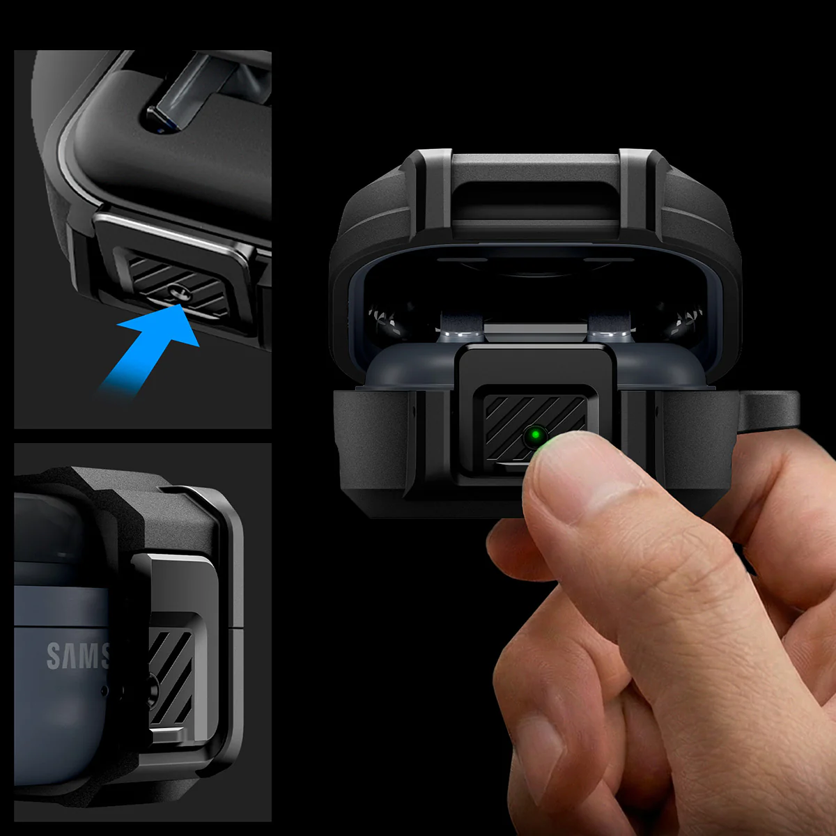 Hülle für Galaxy Buds 4 / 4 Pro, Spigen Lock Fit, Matt Schwarz - Image 10