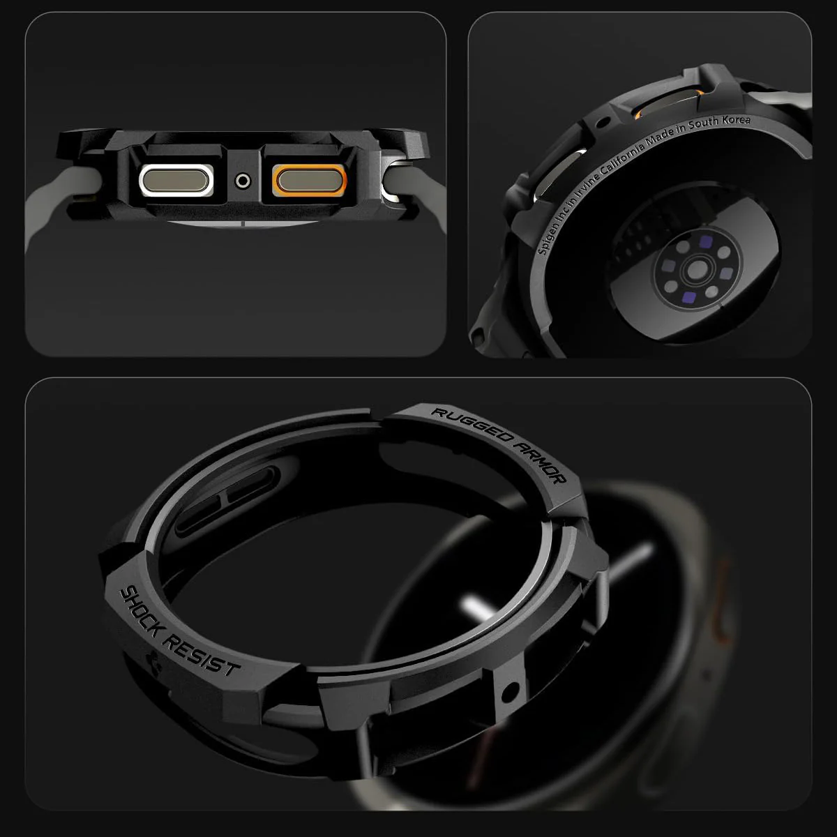 Hülle für Galaxy Watch 8 44 mm, Spigen Rugged Armor, Schwarz - Image 2