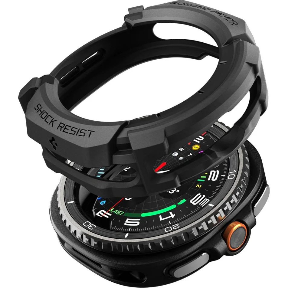 Hülle für Galaxy Watch 8 Classic 46 mm, Spigen Rugged Armor, Schwarz