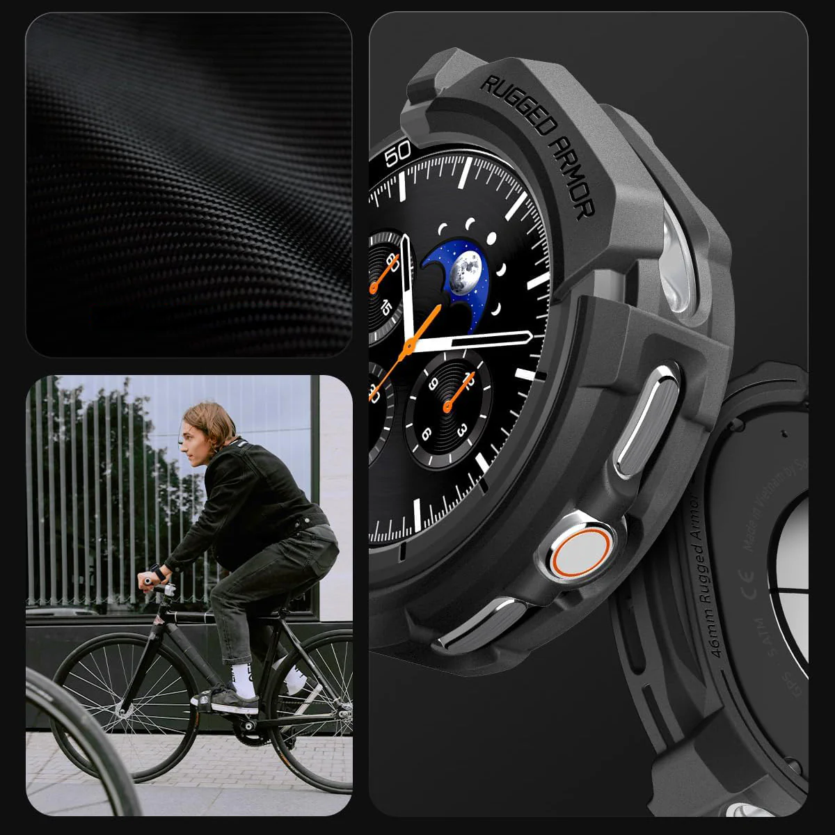 Hülle für Galaxy Watch 8 Classic 46 mm, Spigen Rugged Armor, Schwarz - Image 10