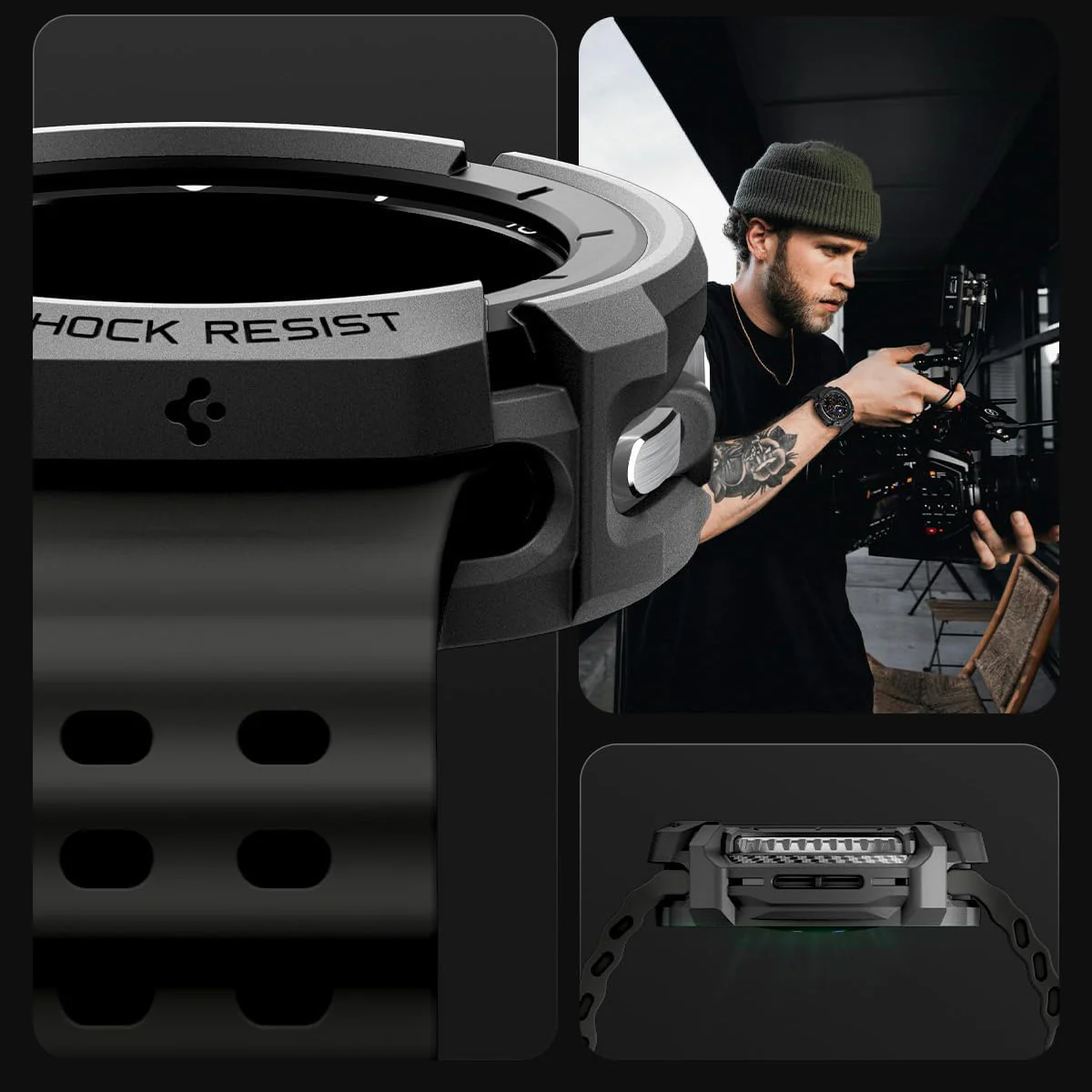 Hülle für Galaxy Watch 8 Classic 46 mm, Spigen Rugged Armor, Schwarz - Image 11