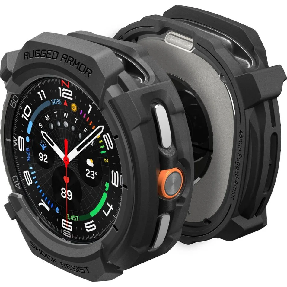 Hülle für Galaxy Watch 8 Classic 46 mm, Spigen Rugged Armor, Schwarz - Image 2