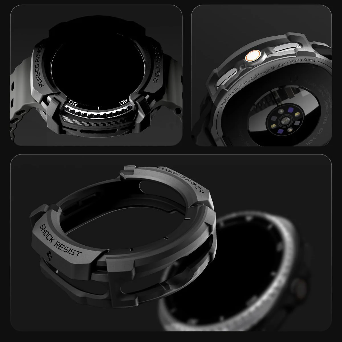 Hülle für Galaxy Watch 8 Classic 46 mm, Spigen Rugged Armor, Schwarz - Image 8
