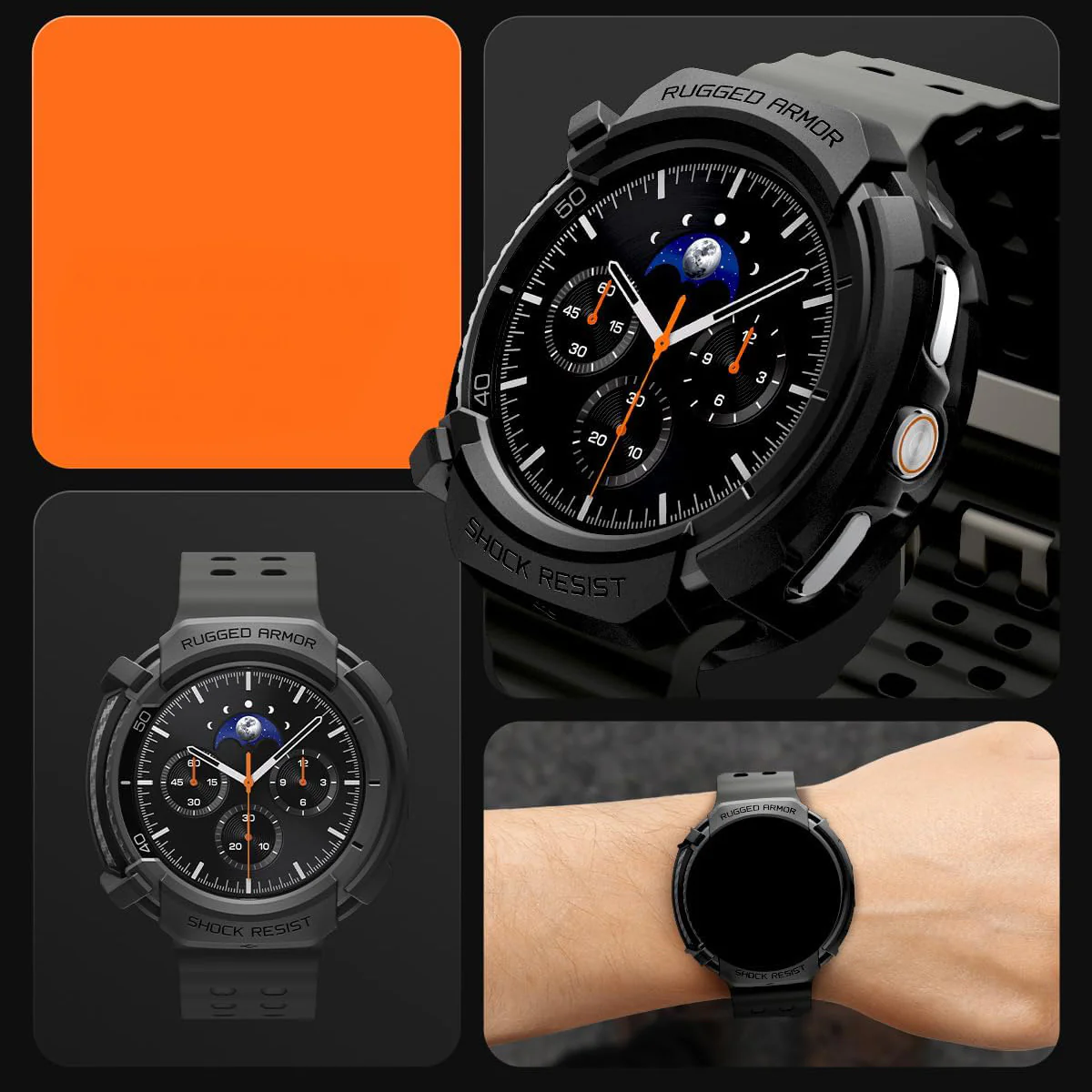 Hülle für Galaxy Watch 8 Classic 46 mm, Spigen Rugged Armor, Schwarz - Image 9