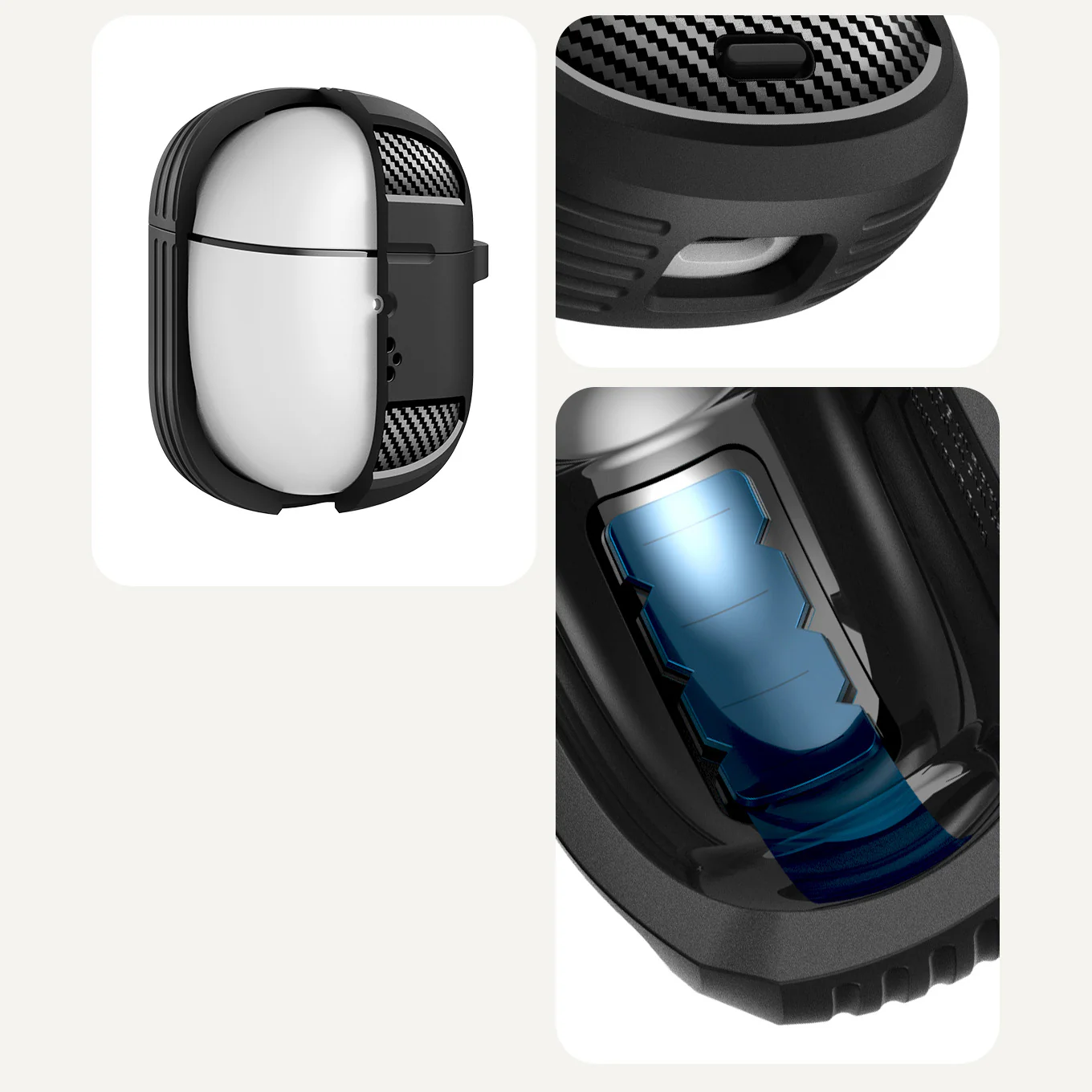 Hülle für Google Pixel Buds 2a, Spigen Rugged Armor, Schwarz - Image 10