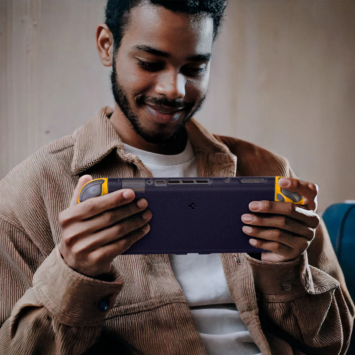 Hülle für Nintendo Switch 2, Spigen Nano Pop V2, Dunkelblau-Gelb - Image 16