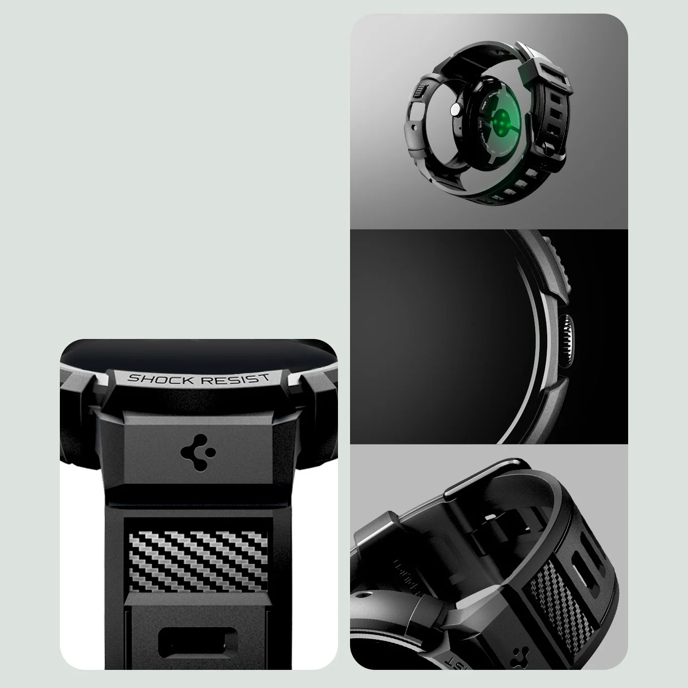 Hülle mit Armband für Google Pixel Watch 4 (41 mm), Spigen Rugged Armor Pro, Schwarz - Image 12