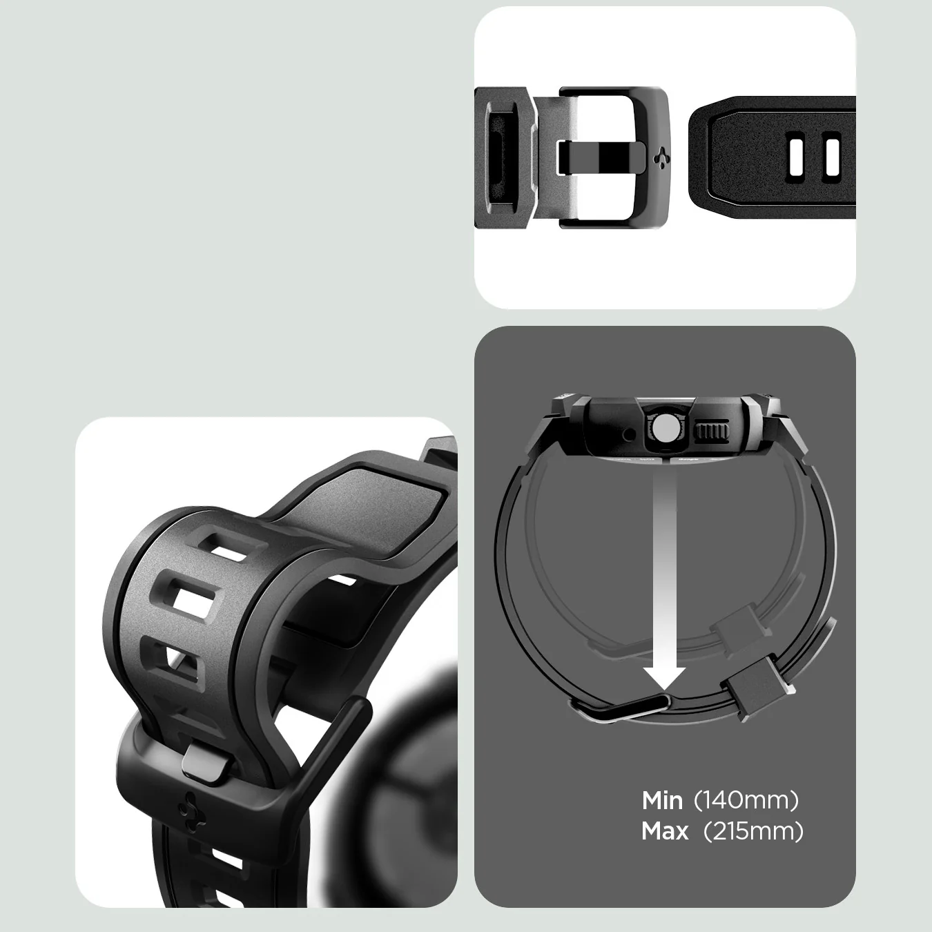 Hülle mit Armband für Google Pixel Watch 4 (41 mm), Spigen Rugged Armor Pro, Schwarz - Image 13
