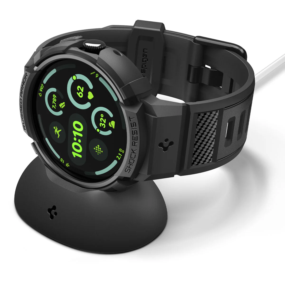 Hülle mit Armband für Google Pixel Watch 4 (41 mm), Spigen Rugged Armor Pro, Schwarz - Image 2