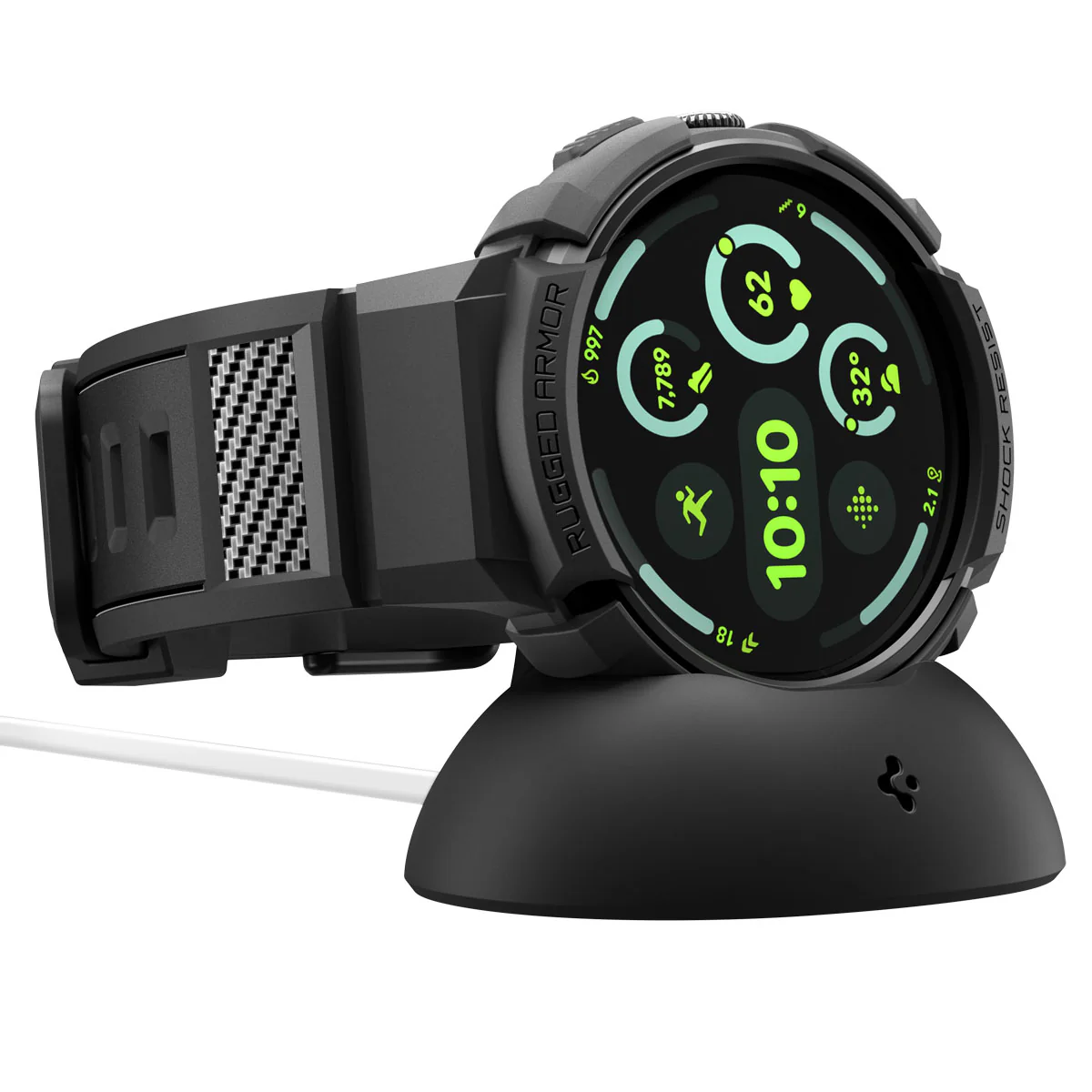 Hülle mit Armband für Google Pixel Watch 4 (41 mm), Spigen Rugged Armor Pro, Schwarz - Image 6