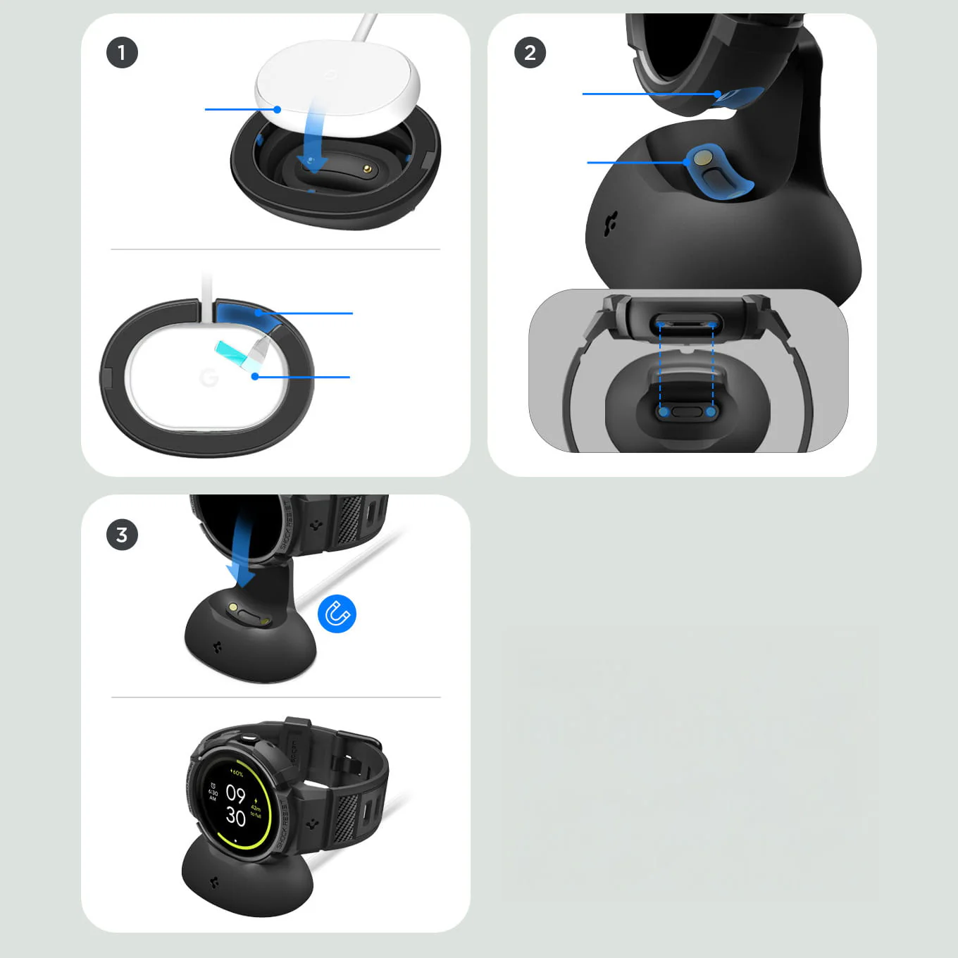 Hülle mit Armband für Google Pixel Watch 4 (45 mm), Spigen Rugged Armor Pro + Stander, Schwarz - Image 17