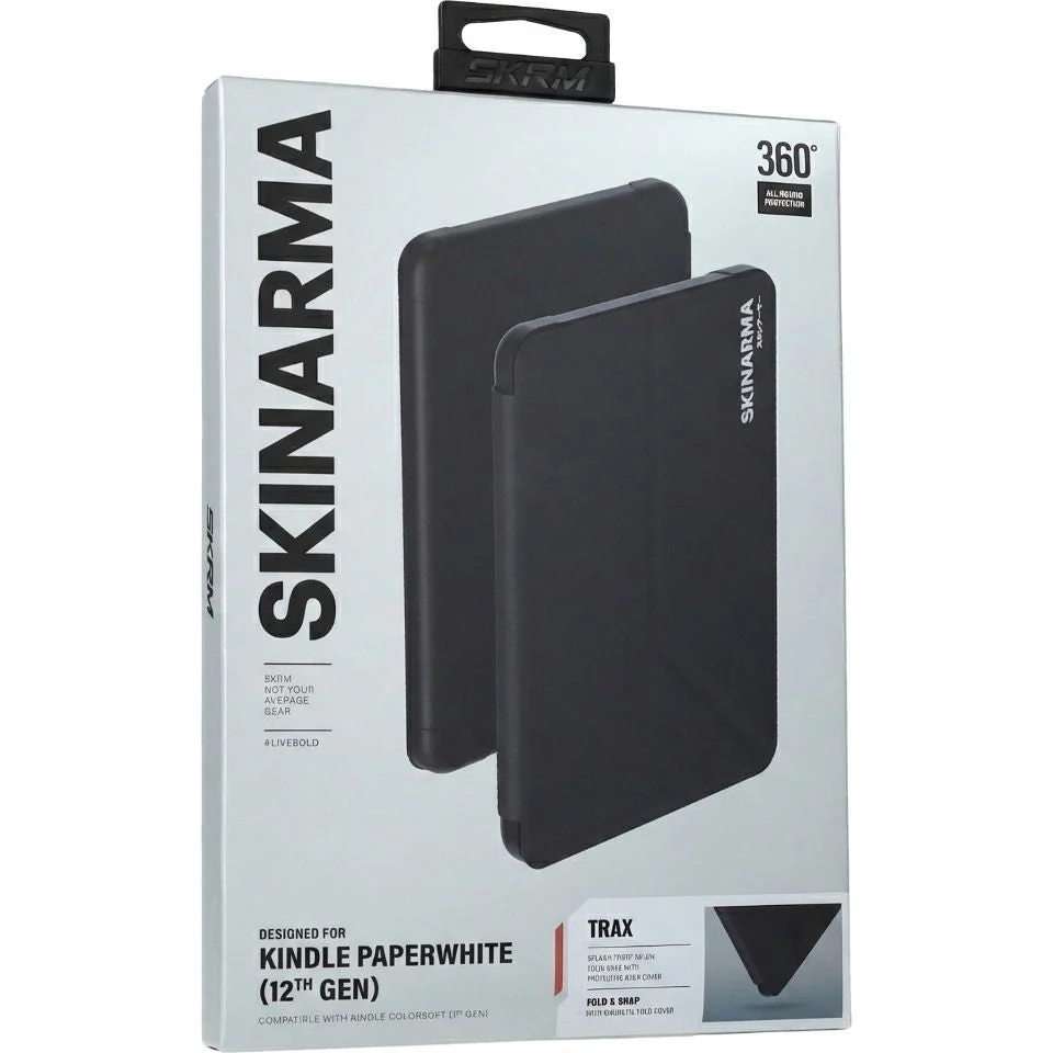 Hülle mit Klappe für Amazon Kindle Paperwhite 12, Skinarma Trax, Schwarz - Image 4