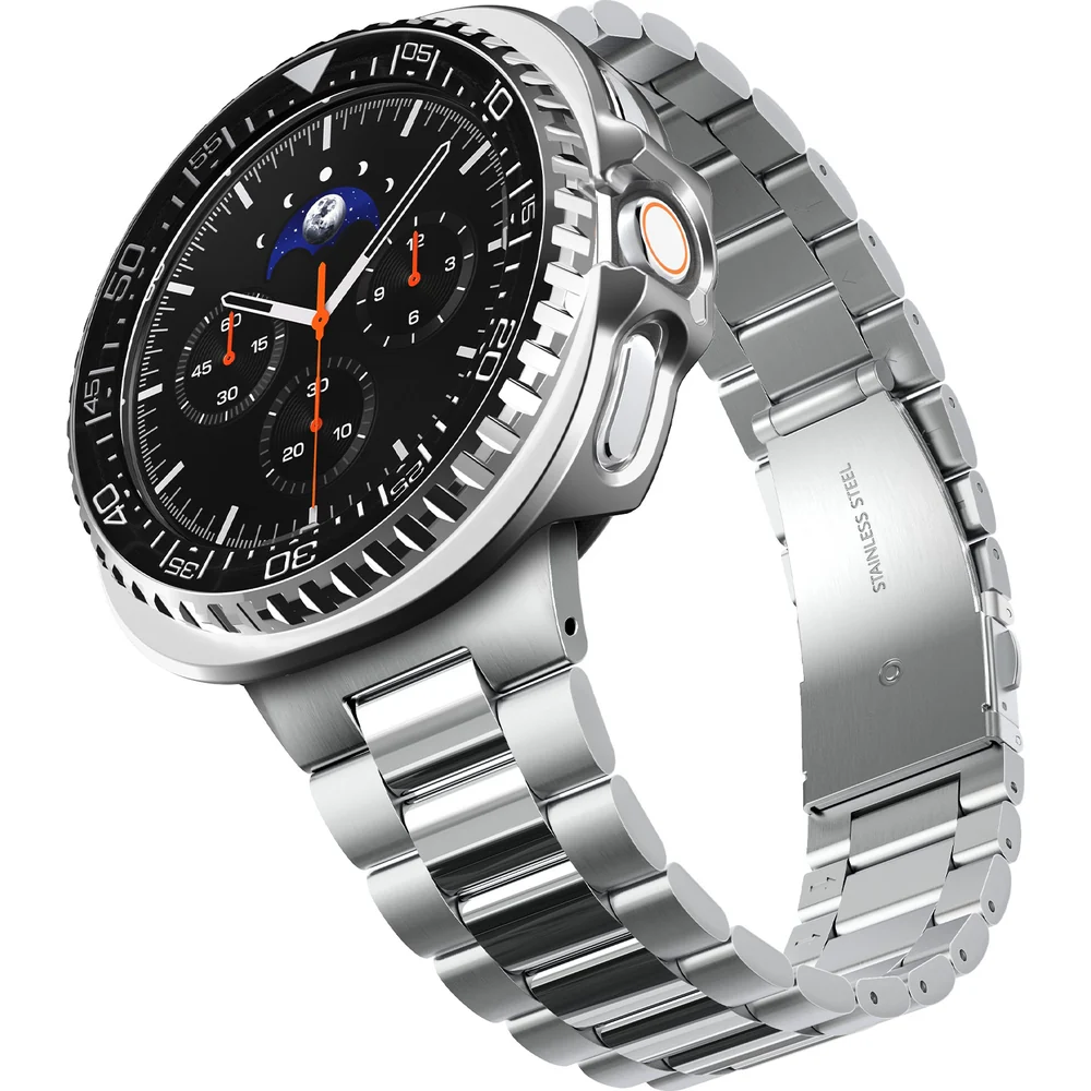 Hülle mit Lünette Ring für Galaxy Watch 8 Classic 46 mm, Spigen Bezel Tune Pro, Schwarz-Silbern - Image 6
