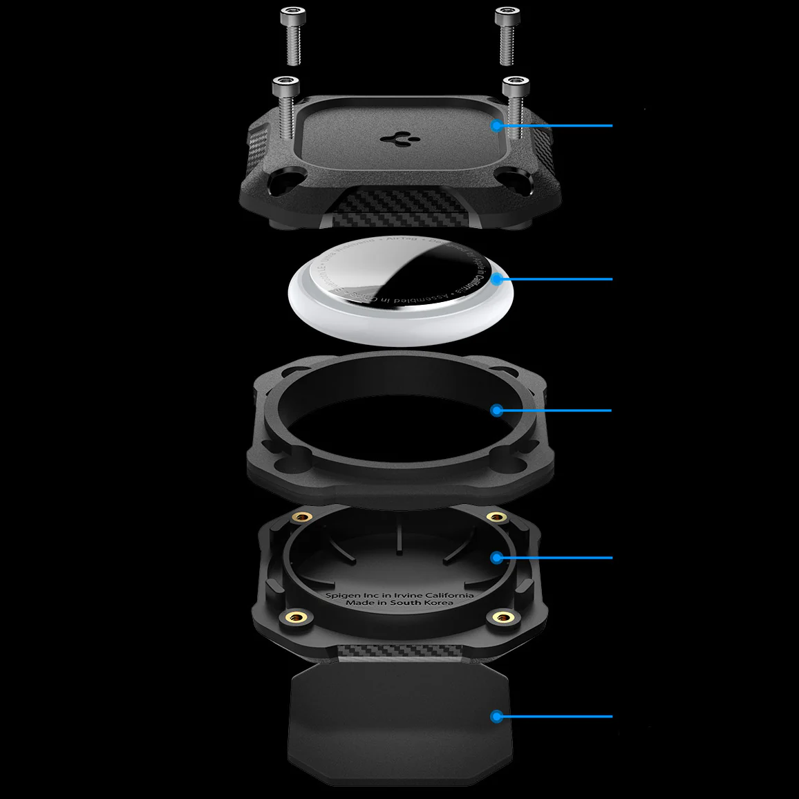 Hüllen-Set für Apple AirTag, Spigen Tough Armor IPX8, 4 Stück, Schwarz - Image 13