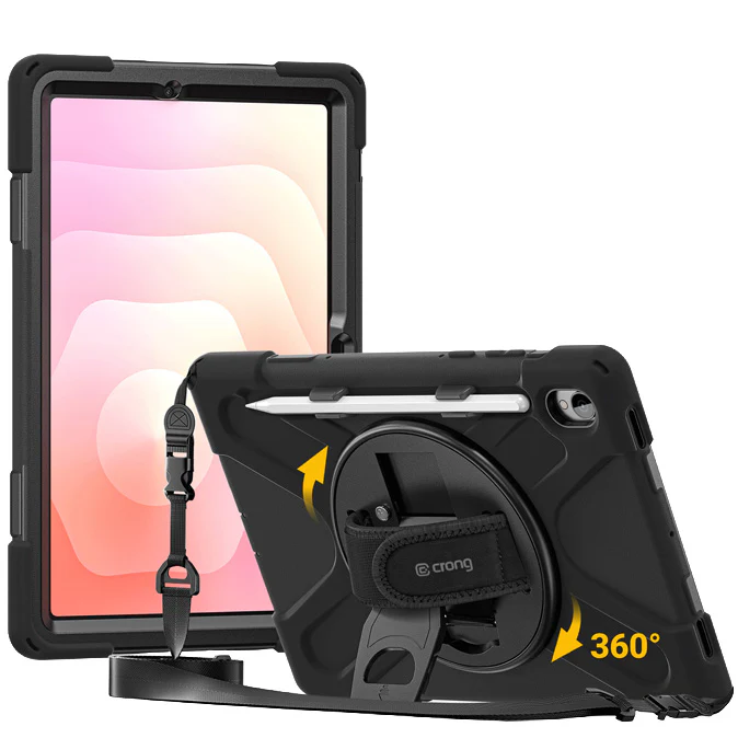 Hülle mit Schulterriemen, gepanzert für Galaxy Tab S11, Crong Defender Plus, schwarz - Image 4