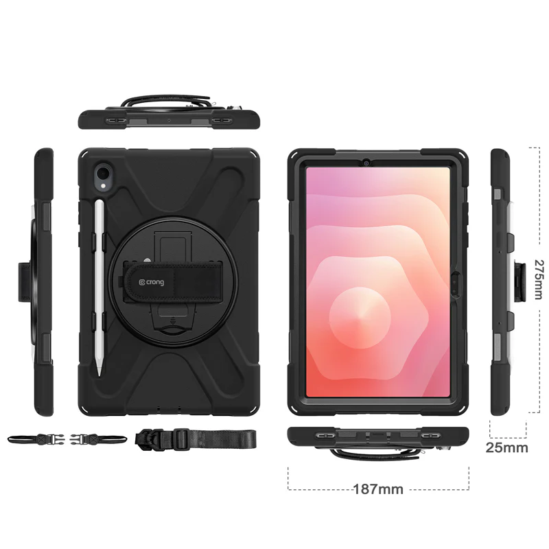 Hülle mit Schulterriemen, gepanzert für Galaxy Tab S11, Crong Defender Plus, schwarz - Image 5