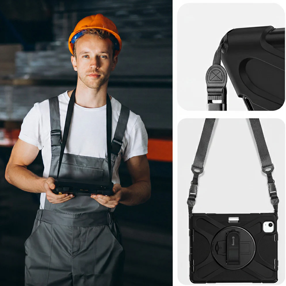 Hülle mit Schulterriemen für iPad Air 11'' A16 2025 / 10.9 2022, Crong Defender Plus, schwarz - Image 8