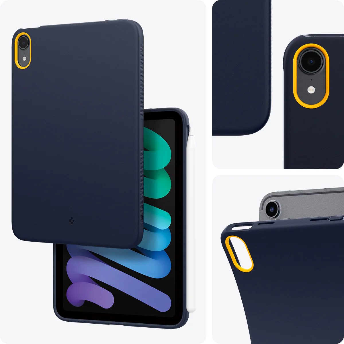Hülle für iPad Mini 7 gen. 2024 / 6 gen. 2021, Spigen Nano Pop, Dunkelblau-Gelb - Image 11