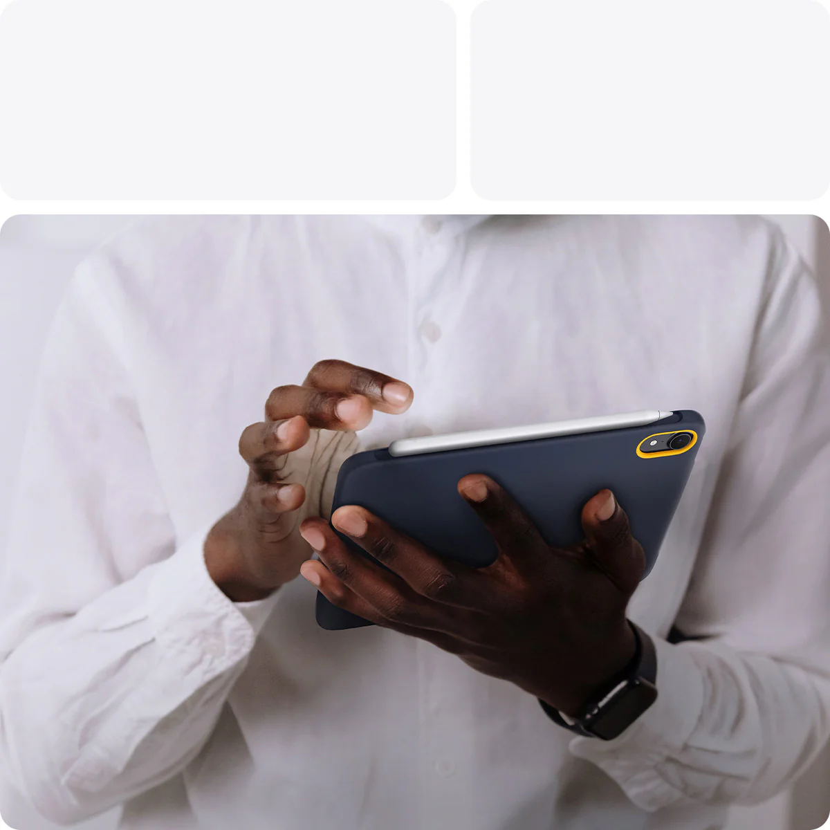 Hülle für iPad Mini 7 gen. 2024 / 6 gen. 2021, Spigen Nano Pop, Dunkelblau-Gelb - Image 14