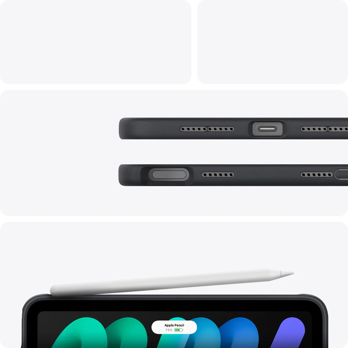 Hülle für iPad Mini 7 gen. 2024 / 6 gen. 2021, Spigen Nano Pop, Schwarz-Grau - Image 13