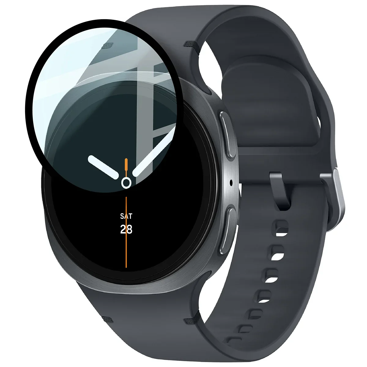 Hybrides Glas für Galaxy Watch 8 44 mm, Bizon Glass Watch Edge Hybrid, Schwarz - Image 3