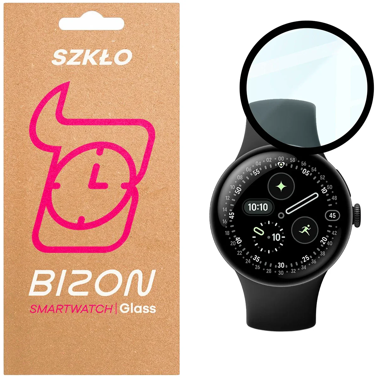 Hybrides Glas für Google Pixel Watch 4 41 mm, Bizon Glass Watch Edge Hybrid, Schwarz