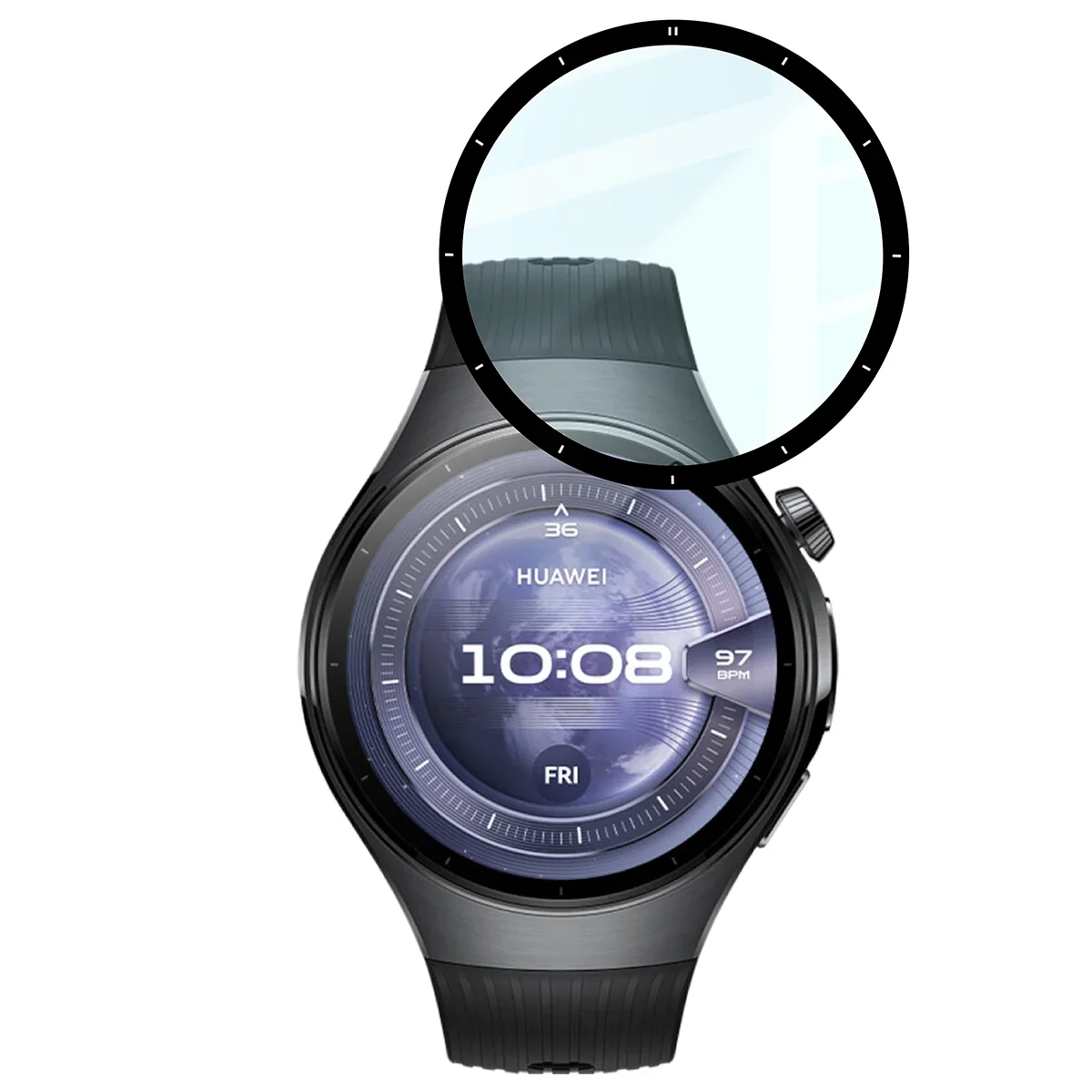Hybrides Glas für Huawei Watch 5 46 mm, Bizon Glass Watch Edge Hybrid, Schwarz - Image 5
