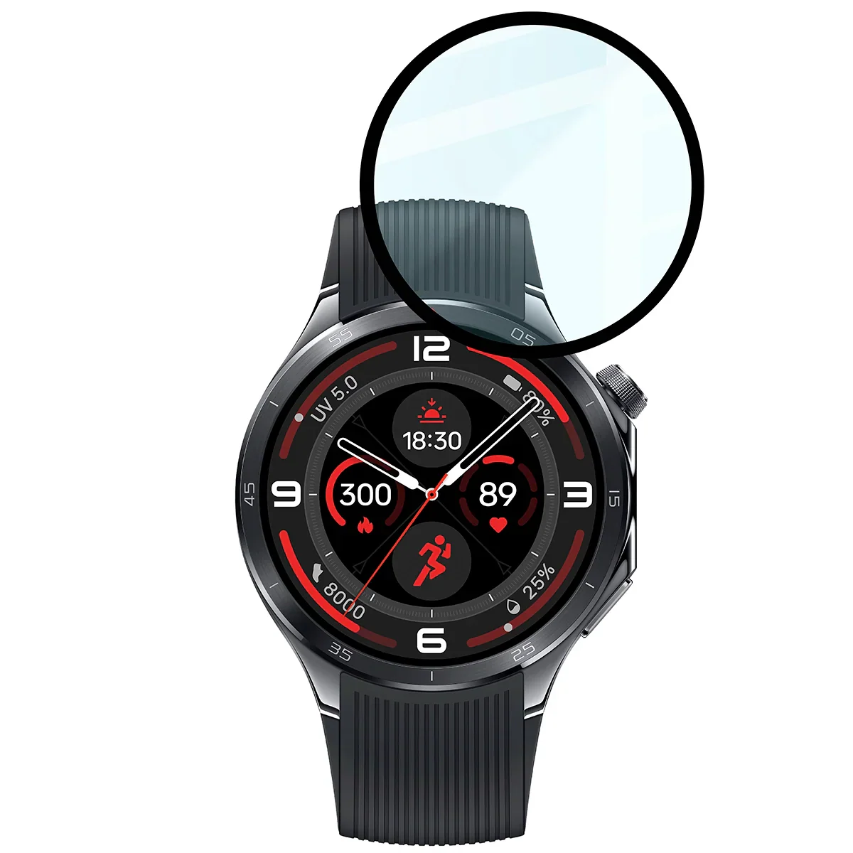 Hybrides Glas für OnePlus Watch 3, Bizon Glass Watch Edge Hybrid, Schwarz - Image 5