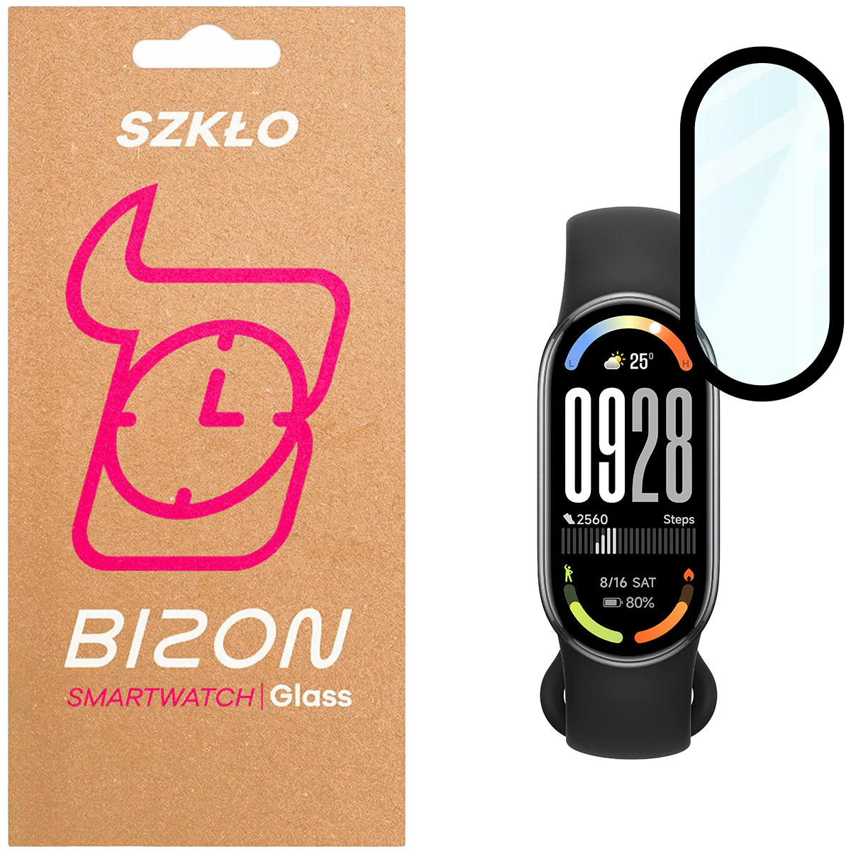 Hybrides Glas für Xiaomi Smart Band 10, Bizon Glass Watch Edge Hybrid, Schwarz