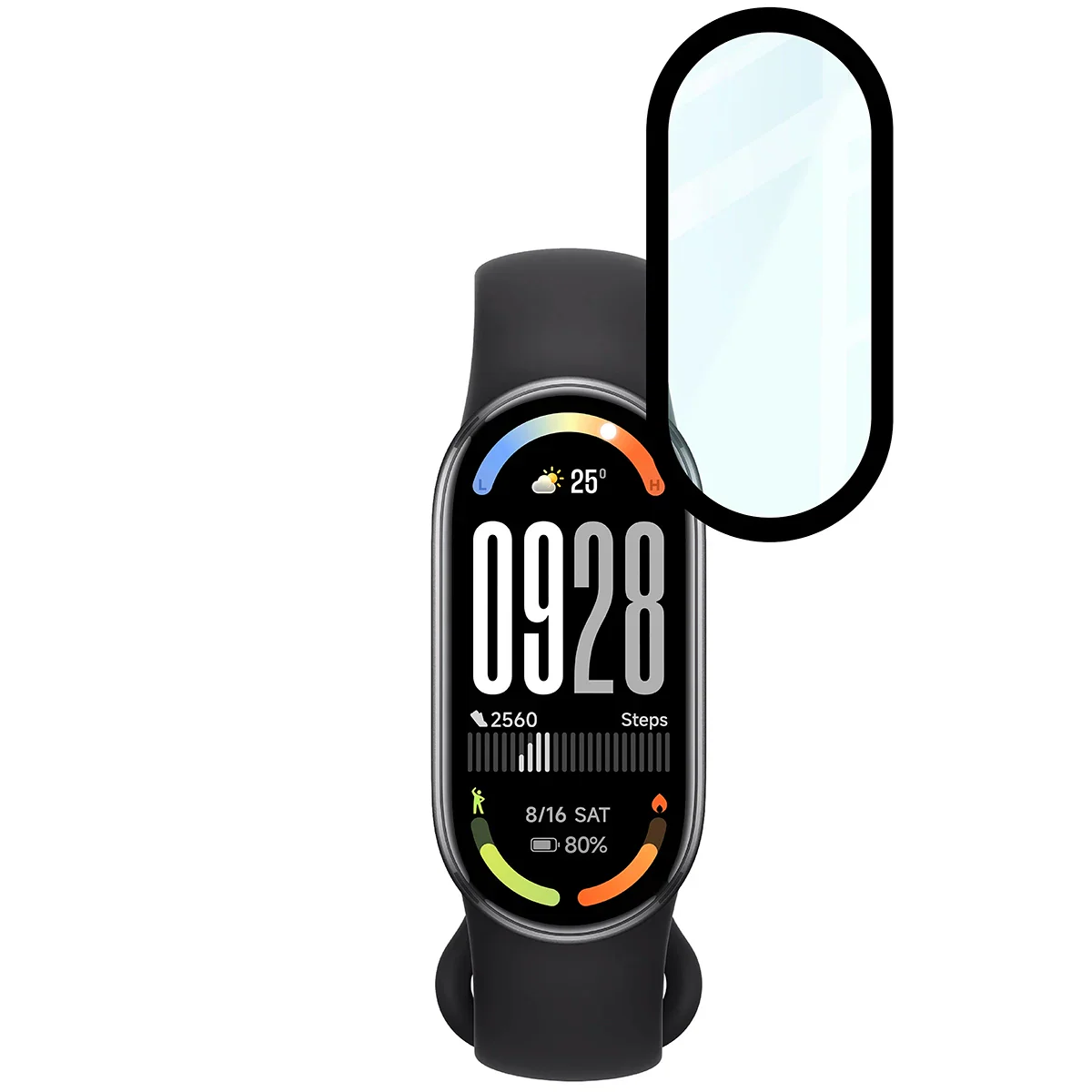 Hybrides Glas für Xiaomi Smart Band 10, Bizon Glass Watch Edge Hybrid, Schwarz - Image 5