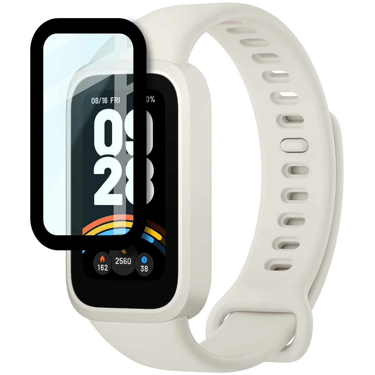 Hybrides Glas für Xiaomi Smart Band 9 Active / Redmi Smart Band 3, Bizon Glass Watch Edge Hybrid, Schwarz - Image 3
