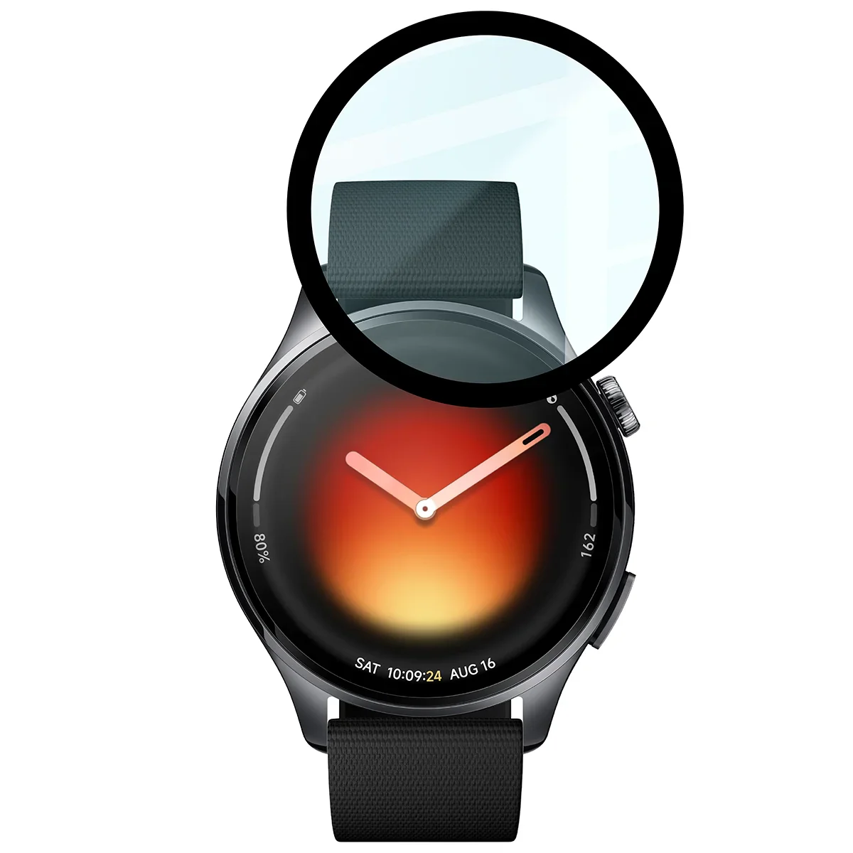 Hybrides Glas für Xiaomi Watch 5, Bizon Glass Watch Edge Hybrid, Schwarz - Image 5