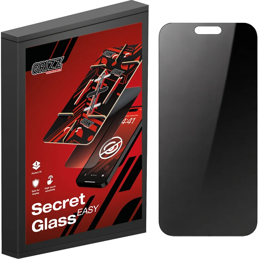 Hybrides Sichtschutzglas für iPhone 17 Pro Max, Grizz SecretGlass Easy mit Applikator, 2 Stück, Matt