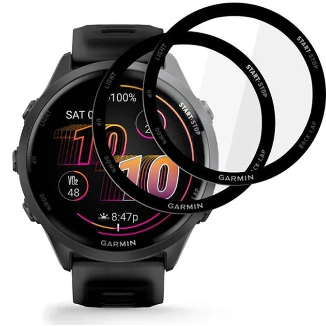 Hybridglas für Garmin Forerunner 970 / 570 47mm, 2 Stück, Tech-Protect Glass Flex Plus, Transparent mit Schwarzem Rand - Image 3