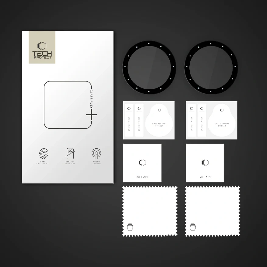 Hybridglas für Garmin Venu 3s, 2 Stück, Tech-Protect Glass Flex Plus, Transparent mit Schwarzem Rand - Image 2