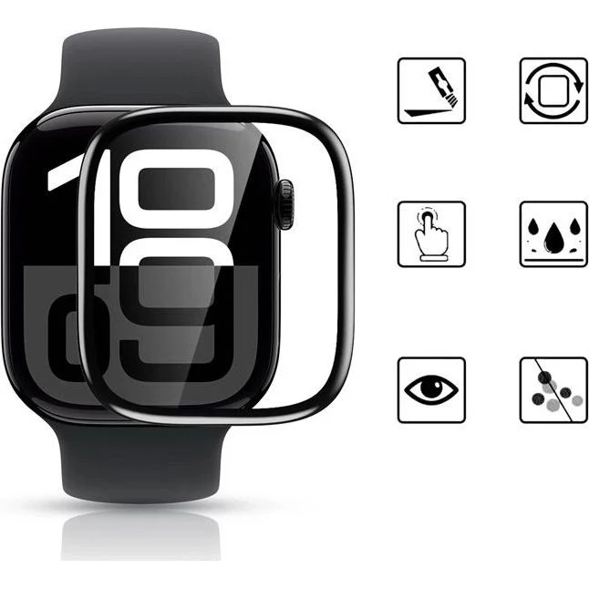 Hybridglas für Huawei Watch Fit 4 / 3, Tech-Protect Glass Flex Plus, 2 Stück, Transparent mit Schwarzem Rand - Image 4