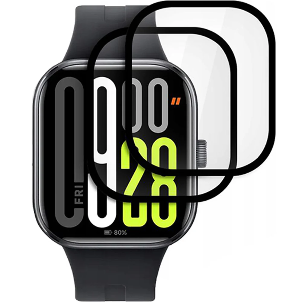 Hybridglas für Xiaomi Redmi Watch 5, 2 Stück, Tech-Protect Hybrid Fit Plus, Transparent mit Schwarzem Rand