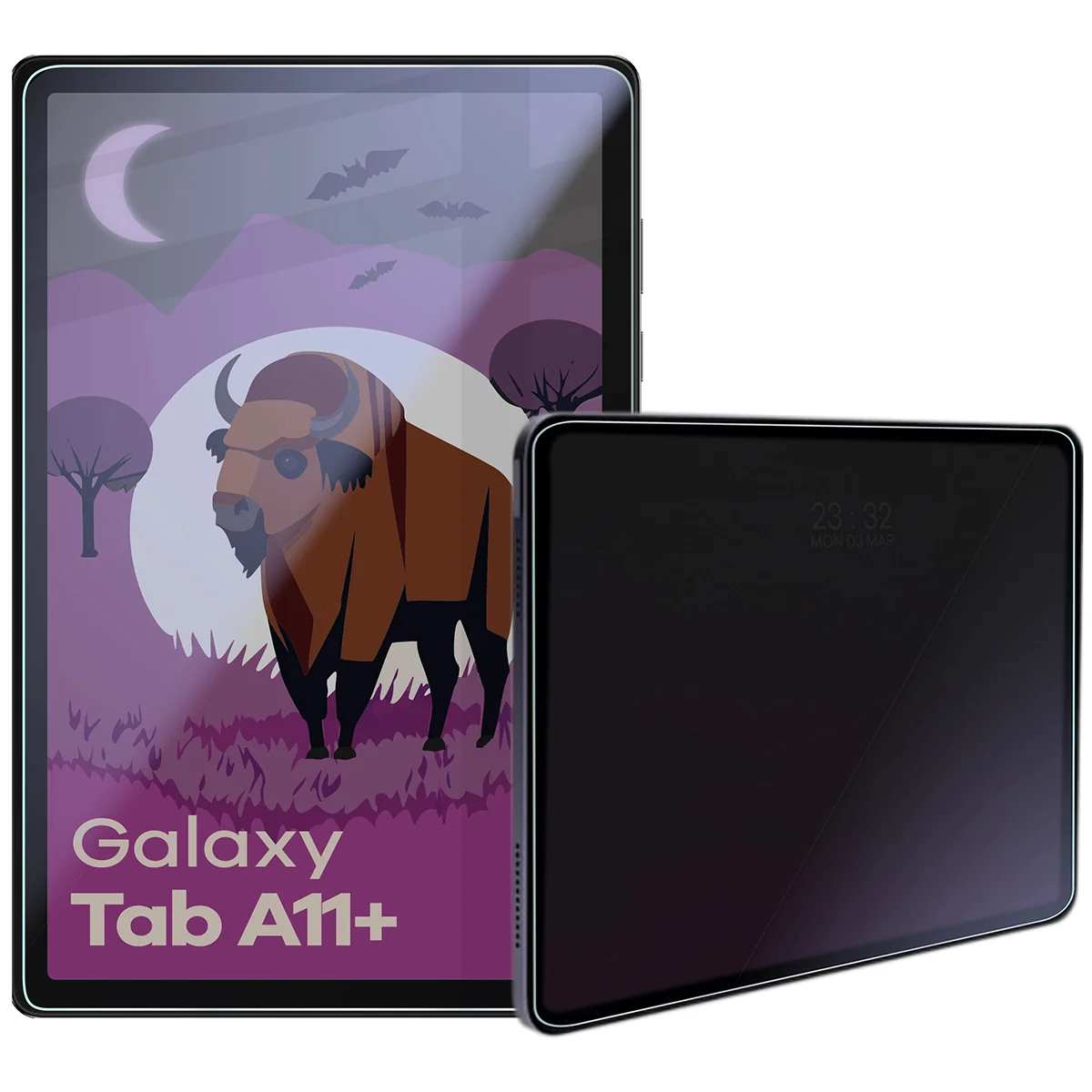 Hybridglas mit Privatschutzfilter für Galaxy Tab A11+, Bizon Glass Tab Mule Shadow, Matt