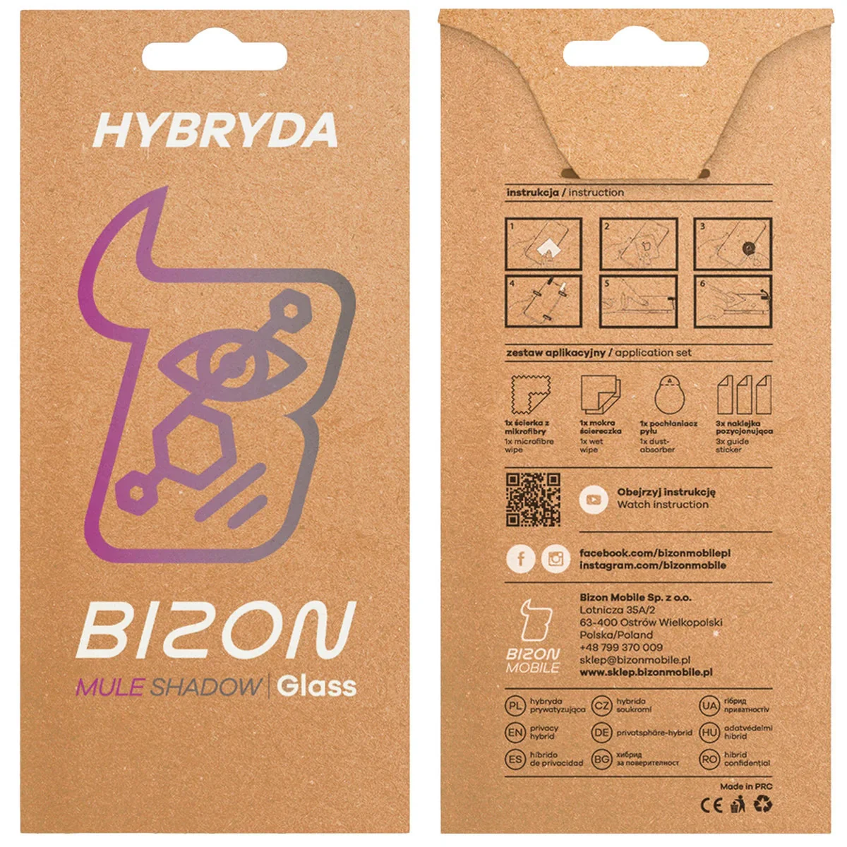 Hybridglas mit Privatschutzfilter für Infinix Hot 40 Pro, Bizon Glass Mule Shadow, Matt - Image 6