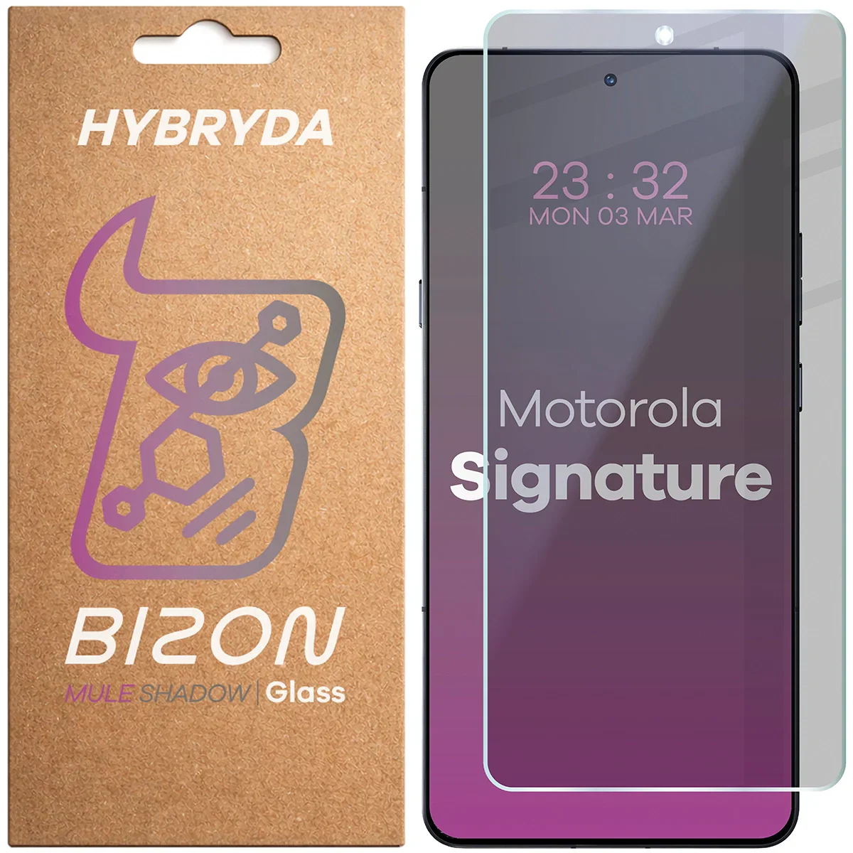 Hybridglas mit Privatschutzfilter für Motorola Signature, Bizon Glass Mule Shadow, Matt