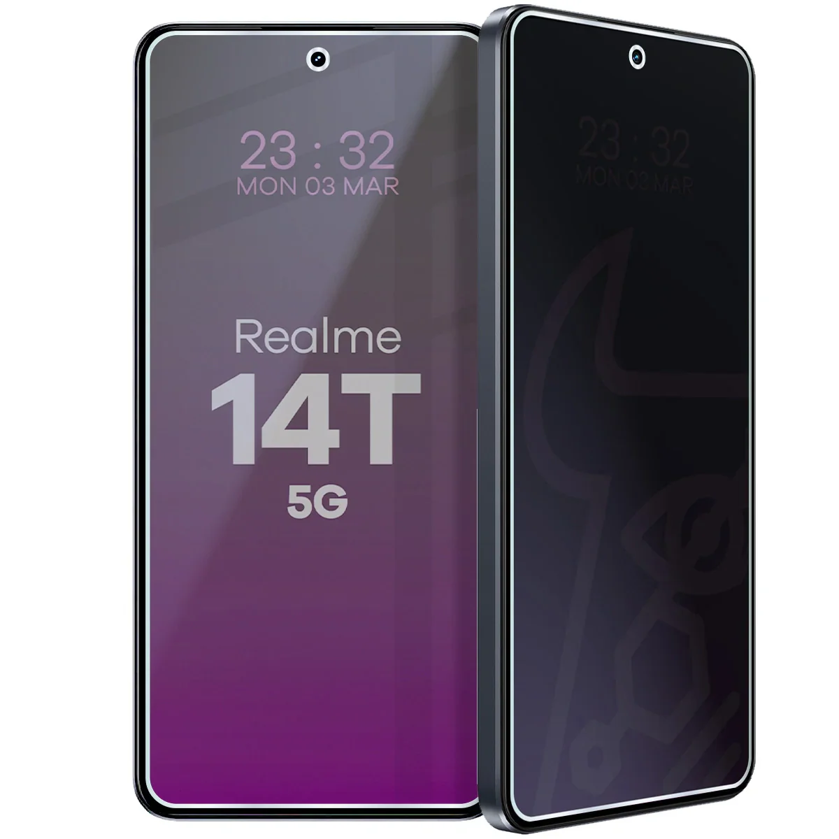 Hybridglas mit Privatschutzfilter für Realme 14T 5G, Bizon Glass Mule Shadow, Matt