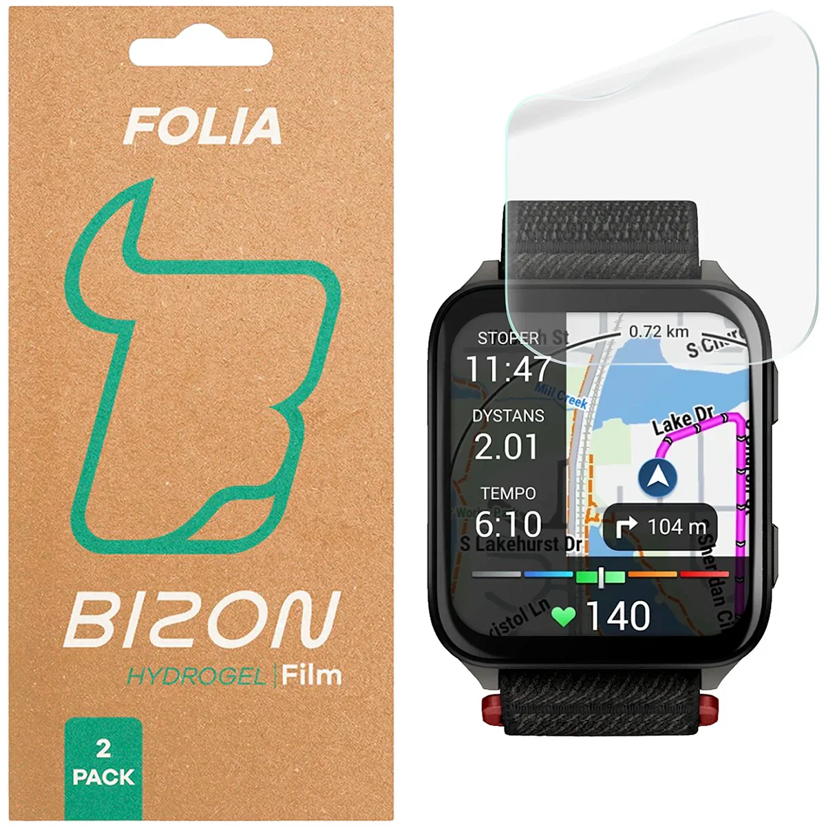 Hydrogel Folie für den Bildschirm für Garmin Venu X1, Bizon Watch Film Hydrogel Duo, 2 Stück