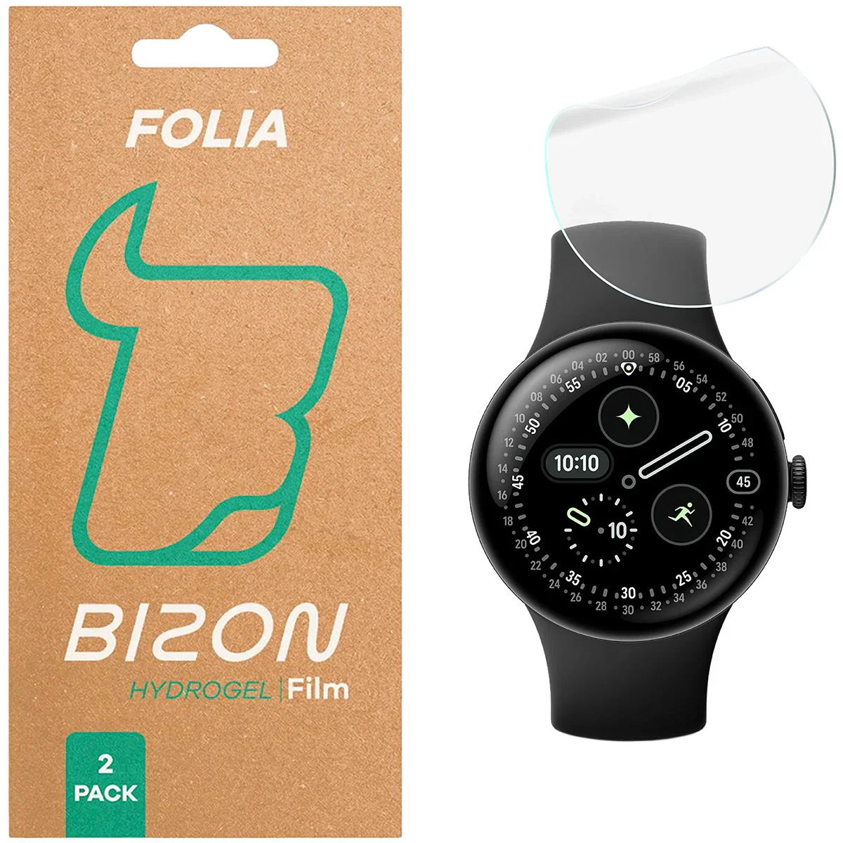 Hydrogel Folie für den Bildschirm für Google Pixel Watch 4 41 mm, Bizon Watch Film Hydrogel Duo, 2 Stück