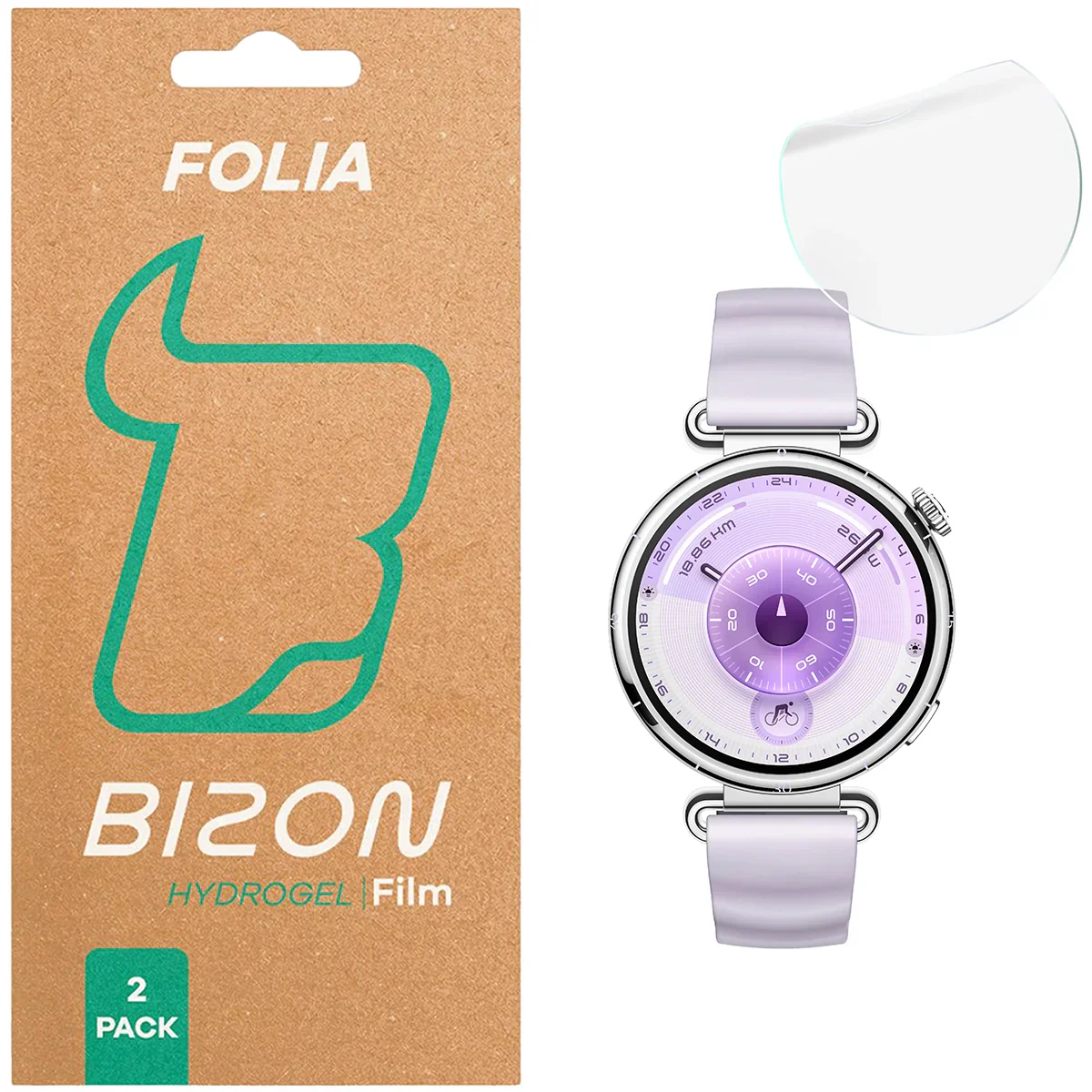 Hydrogel Folie für den Bildschirm für Huawei Watch GT6 41 mm, Bizon Watch Film Hydrogel Duo, 2 Stück