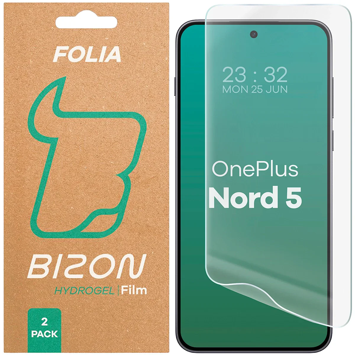 Hydrogel Folie für den Bildschirm für OnePlus Nord 5, Bizon Film Hydrogel Front Duo, 2 Stück