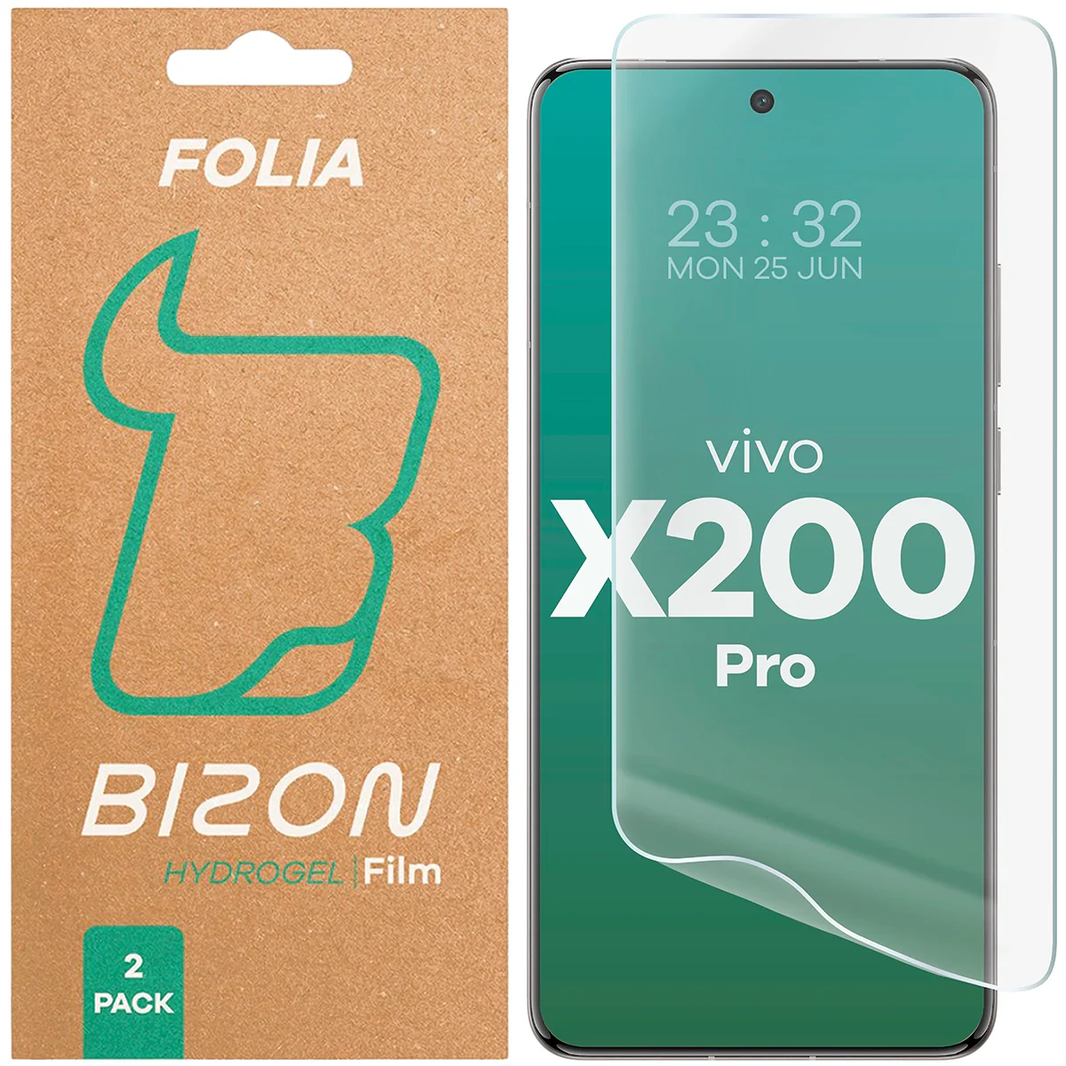 Hydrogel Folie für den Bildschirm für Vivo X200 Pro, Bizon Film Hydrogel Front Duo, 2 Stück